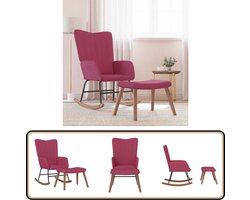 vidaXL Schommelstoel - Fluweel - Wijnrood - Inclusief Voetenbank Schommelstoel - Lounge Chair - Relaxfauteuil - Tuinmeubilair - Binnenmeubilair