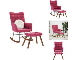 vidaXL Schommelstoel Met Kruk - Schommelstoelen Met Krukken - Stoel - Schommelstoel - Schommelstoel met krukje fluweel wijnrood