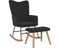 vidaXL - Schommelstoel - met - voetenbank - fluweel - zwart