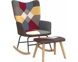 vidaXL - Schommelstoel - met - voetenbank - patchwork - stof