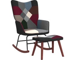 vidaXL - Schommelstoel - met - voetenbank - patchwork - stof
