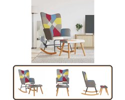 vidaXL Schommelstoel met voetenbank - Patchwork - Stof Schommelstoel - Relaxfauteuil - Patchwoork - Lounge Stoel - Zitmeubel