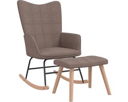 vidaXL - Schommelstoel - met - voetenbank - stof - taupe