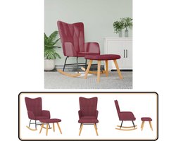 vidaXL Schommelstoel met voetenbank - Wijnrood - Stof Schommelstoel - Lounge Stoel - Tuinstoelen - Buitenmeubilair - Relaxstoel