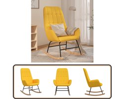 vidaXL Schommelstoel - Mosterdgeel - Comfortabel Design Schommelstoel - Lounge Stoel - Relax Fauteuil - Buiten Meubilair - Tuinmeubels