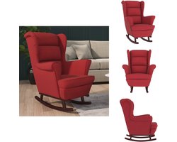 vidaXL Schommelstoel - Schommelstoelen - Fauteuil - Relaxstoel - Schommelstoel met massief rubberwood poten fluweel wijnrood