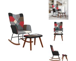 vidaXL Schommelstoel - Schommelstoelen - Schommel Stoel - Schommel Stoelen - Schommelstoel met voetenbank patchwork stof