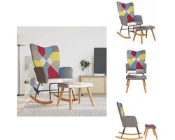 vidaXL Schommelstoel - Schommelstoelen - Schommel Stoel - Schommel Stoelen - Schommelstoel met voetenbank patchwork stof