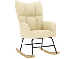 vidaXL - Schommelstoel - stof - crèmekleurig