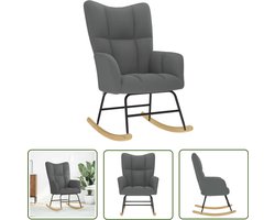 vidaXL Schommelstoel stof donkergrijs - Schommelstoel - Lounge Stoel - Relaxfauteuil - Donkere Grijze Stoel - Velours Stoel
