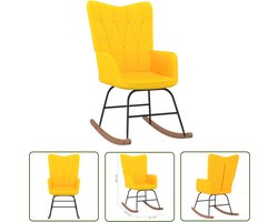 vidaXL Schommelstoel stof mosterdgeel - Schommelstoel - Lounge Stoel - Relaxstoel - Tuinmeubel - Buitenmeubel