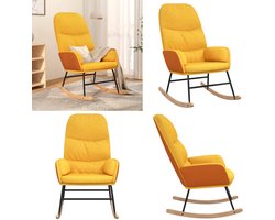 vidaXL Schommelstoel stof mosterdgeel - Schommelstoel - Schommelstoelen - Fauteuil - Loungestoel