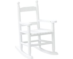 vidaXL - Schommelstoel - voor - kinderen - massief - populierenhout - wit