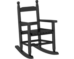 vidaXL - Schommelstoel - voor - kinderen - massief - populierenhout - zwart