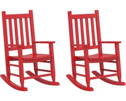 vidaXL - Schommelstoelen - 2 - st - voor - kinderen - massief - populierenhout - rood