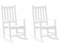 vidaXL - Schommelstoelen - 2 - st - voor - kinderen - massief - populierenhout - wit