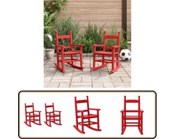 vidaXL Schommelstoelen Kinderen - Set van 2 Rood Schommelstoel - Schommelstoelen - Stoel - Tuinstoel