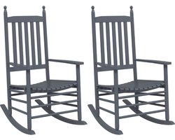 vidaXL - Schommelstoelen - met - gebogen - zitting - 2 - st - populierenhout - grijs