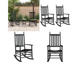 vidaXL Schommelstoelen met gebogen zitting 2 st populierenhout zwart - Schommelstoel - Schommelstoelen - Stoel - Tuinstoel