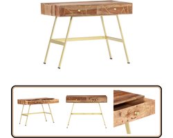 vidaXL Schrijftafel - Massief Sheeshamhout - 100x55x75 cm Schrijftafel - Industrieel Bureau - Kantoorruimte - Thuiswerkplek - Laptopstandaard