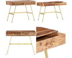 vidaXL Schrijftafel met lades 100x55x75 cm massief sheeshamhout - Schrijftafel - Schrijftafels - Bureau - Laptoptafel