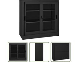 vidaXL Schuifdeurs - Rolladeurkast - Roldeurkast 90x40x90 cm staal antracietkleurig - Opbergkast - Kantoormeubel - Metalen Kast