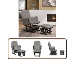 vidaXL Schuifstoel met voetenbank - Lichtgrijs - Hout Schuifstoel - Relaxfauteuil - Voedingsstoel - Babykamer Meubilair - Zitcomfort