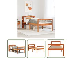 vidaXL Seniorbed - Slaapcomfort - Bedframe met hoofdbord massief grenenhout wasbruin 75x190 cm - Boxspring - Massief Hout - Grenenhout