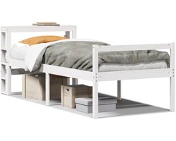 vidaXL - Seniorenbed - met - hoofdbord - massief - grenenhout - wit - 90x190 - cm