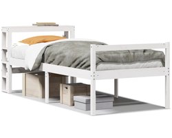 vidaXL - Seniorenbed - met - hoofdbord - massief - grenenhout - wit - 90x200 - cm