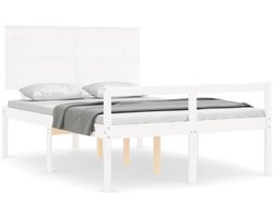 vidaXL - Seniorenbed - met - hoofdbord - massief - hout - wit - 120x200 - cm