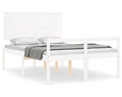 vidaXL - Seniorenbed - met - hoofdbord - massief - hout - wit - 140x200 - cm