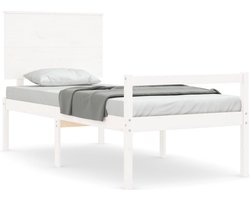 vidaXL - Seniorenbed - met - hoofdbord - massief - hout - wit