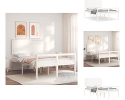 vidaXL Seniorenbed - Seniorenbedden - Senioren Bed - Bedframe - Seniorenbed met hoofdbord massief hout wit 120x200 cm