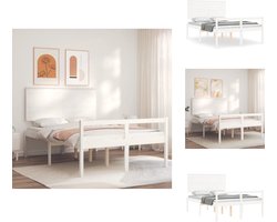 vidaXL Seniorenbed - Seniorenbedden - Senioren Bed - Bedframe - Seniorenbed met hoofdbord massief hout wit 140x190 cm