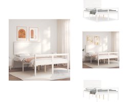 vidaXL Seniorenbed - Seniorenbedden - Senioren Bed - Bedframe - Seniorenbed met hoofdbord massief hout wit 140x200 cm