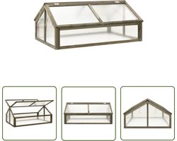 vidaXL Serre - Broeikas - Broeikas 114x80x50 cm vurenhout grijs - Hout - Groenblijvend - Plantenkwekerij