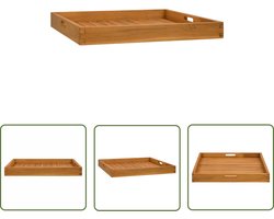 vidaXL Serviesplank Teak - Dienblad Teak - Dienblad 60x60 cm massief teakhout - Houten Dienblad - Thee Plank - Salontafel Accessoire