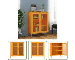 vidaXL Side Table - Opslagkast - Opbergkast 80x35x101,5 cm staal mosterdgeel - Bijzettafel - Metalen Kast - Mustard Yellow Furniture