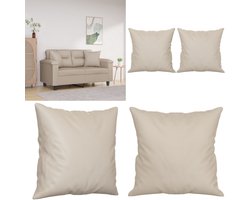 vidaXL Sierkussens 2 st 40x40 cm microvezelstof crèmekleurig - Sierkussen - Sierkussens - Kussen - Decoratief Kussen