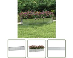 vidaXL Siertuin - Plantenbak - Plantenbak verhoogd 240x40x45 cm gegalvaniseerd staal zilver - Buitenkamer - Balkondecoratie - Verticale Tuin
