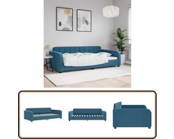 vidaXL Slaapbank - 100x200 cm - Fluweel - Blauw Slaapbank - Tweepersoonsbed - Daybed - Lounge Sofa - Multifunctioneel Meubilair