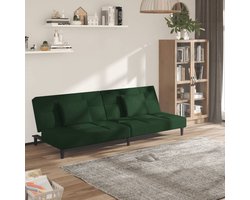 vidaXL Slaapbank 2-zits - Fluweel - Donkergroen Slaapbank - 2 Persoons Bed - Lounge Sofa - Multifunctionele Meubels - Donkere Kleuren