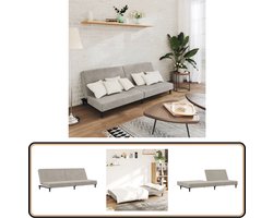 vidaXL Slaapbank 2-zits - Fluweel - Lichtgrijs Slaapbank - Tweezitter - Fluweel Sofa - Grijze Bank - Lounge Bank
