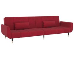 vidaXL Slaapbank 2-zits - Fluweel - Wijnrood Slaapbank - Sofa Bed - Velvet Bank - Rode Bank - Tweezitter