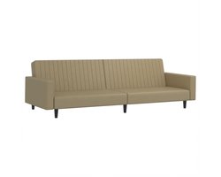 vidaXL - Slaapbank - 2-zits - kunstleer - cappuccinokleurig