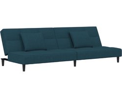 vidaXL - Slaapbank - 2-zits - met - 2 - kussens - fluweel - blauw