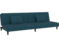 vidaXL - Slaapbank - 2-zits - met - 2 - kussens - fluweel - blauw