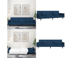 vidaXL Slaapbank 2-zits met 2 kussens fluweel blauw - Slaapbank - Slaapbanken - Slaap Bank - Bedbank