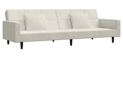 vidaXL - Slaapbank - 2-zits - met - 2 - kussens - fluweel - crèmekleurig